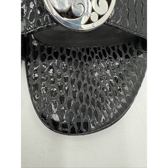 Vtg Brighton Maui Mules Sandals Black Open Toe Concho Italy 6 1/2 M - Picture 3 of 7